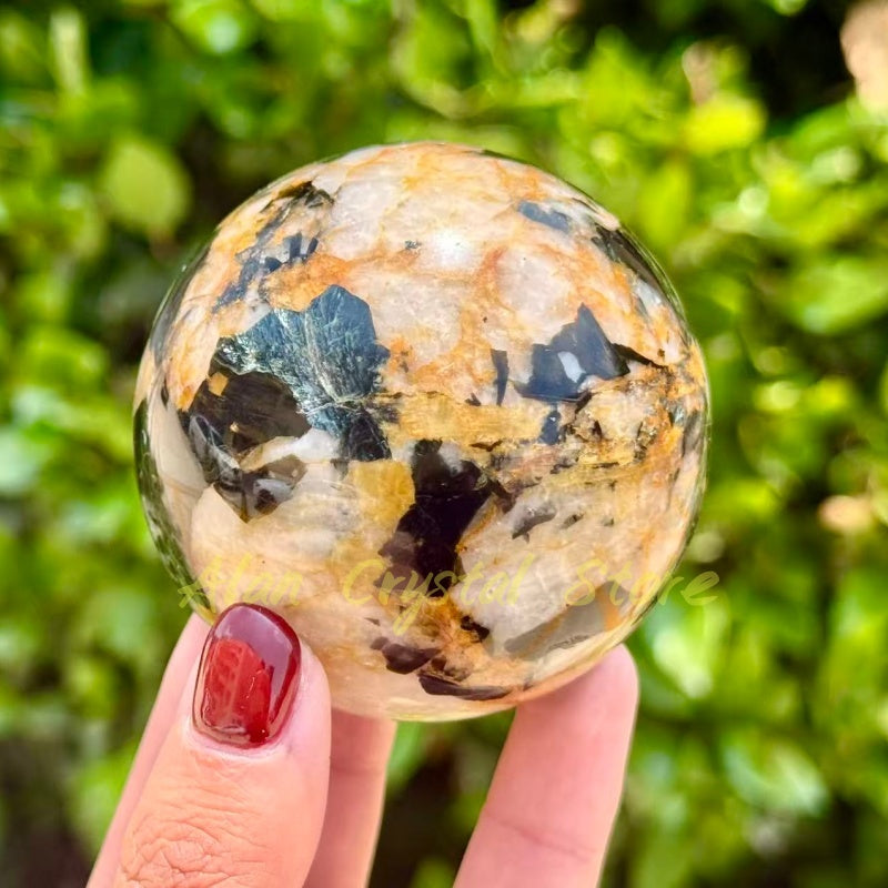 Yellow Mica Tourmaline Sphere