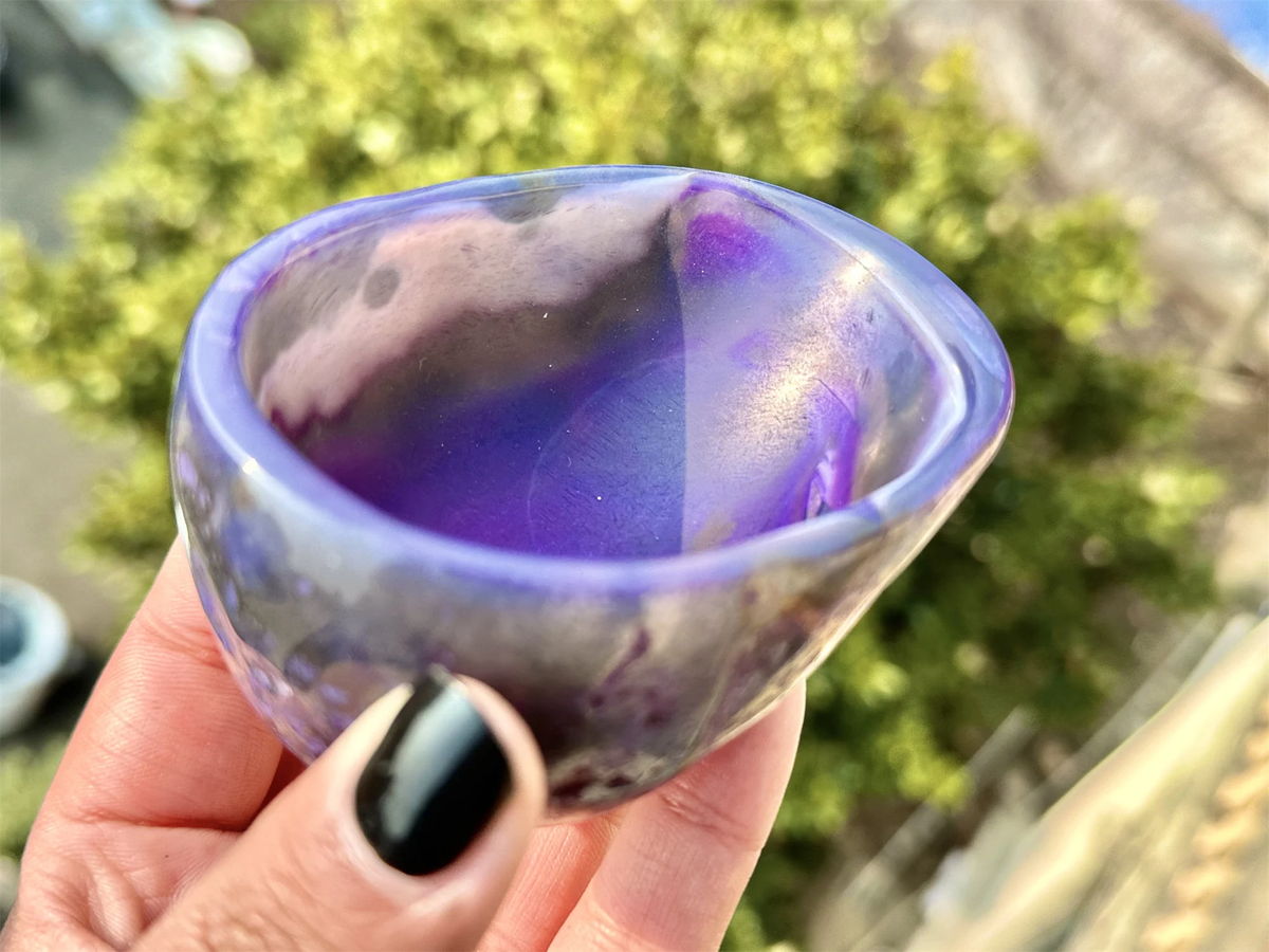 3 inches+ Rainbow Agate Bowl.Hand Carved Bowl.