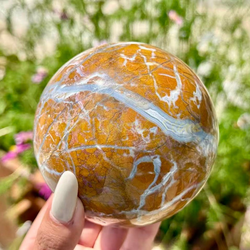 Yellow Stripe Agate Sphere