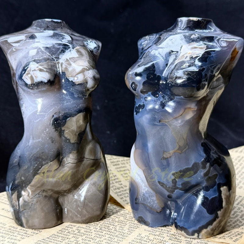 Natural Volcanic Agate Female Model Carving.