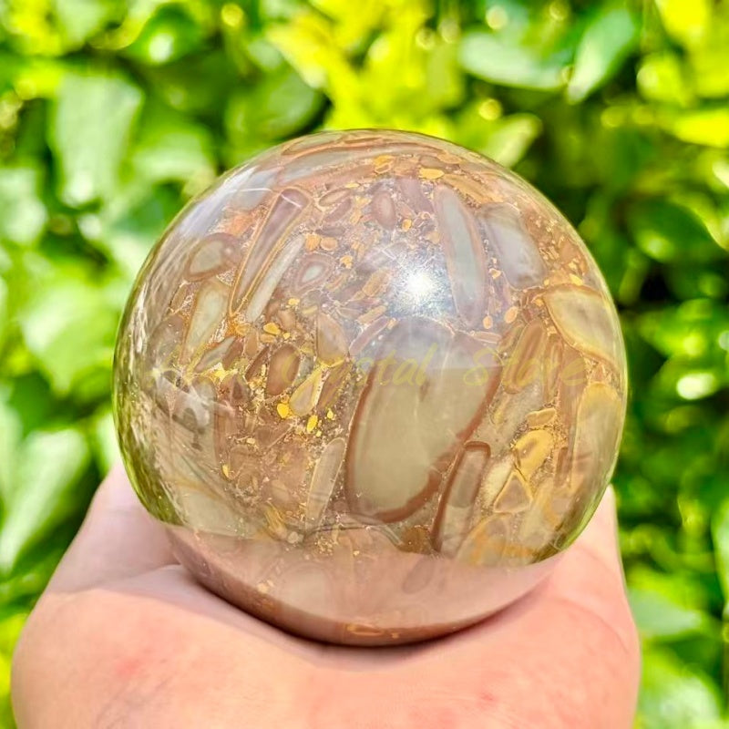 Natural Bamboo jasper Sphere,Large Size Ball.