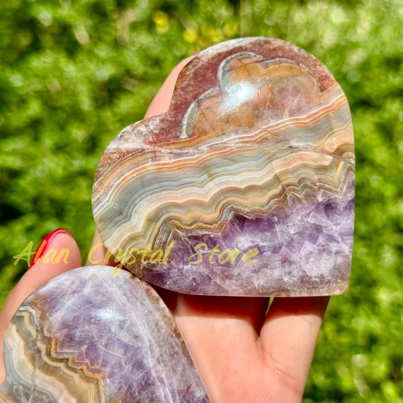 Natural Amethyst agate Heart.1PC