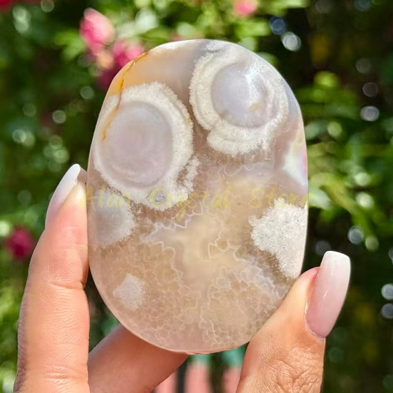 Cherry Blossom Agate Palm Stone