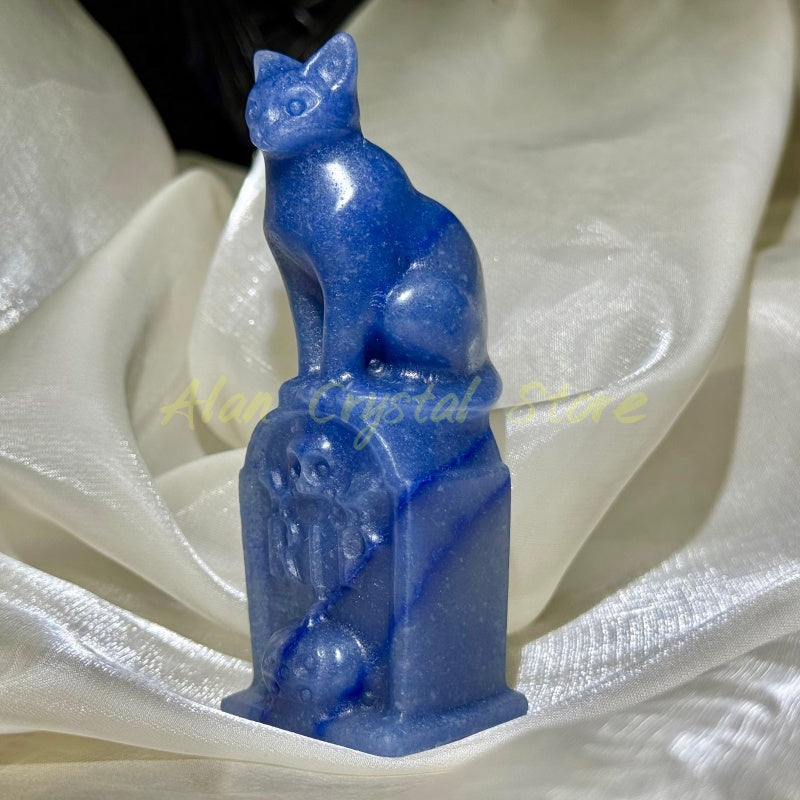 Natural Blue Aventurine Coffin Cat 1PC