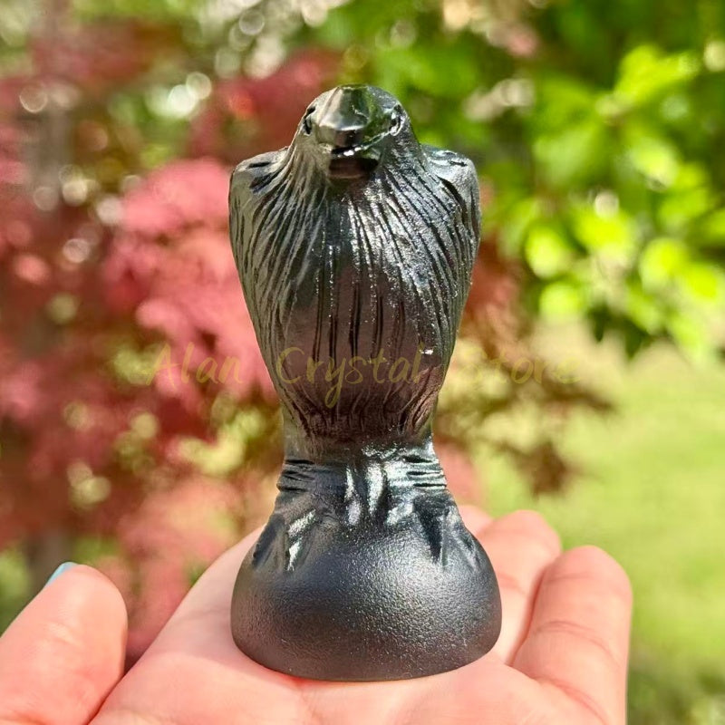 Black Obsidian Crow Carving