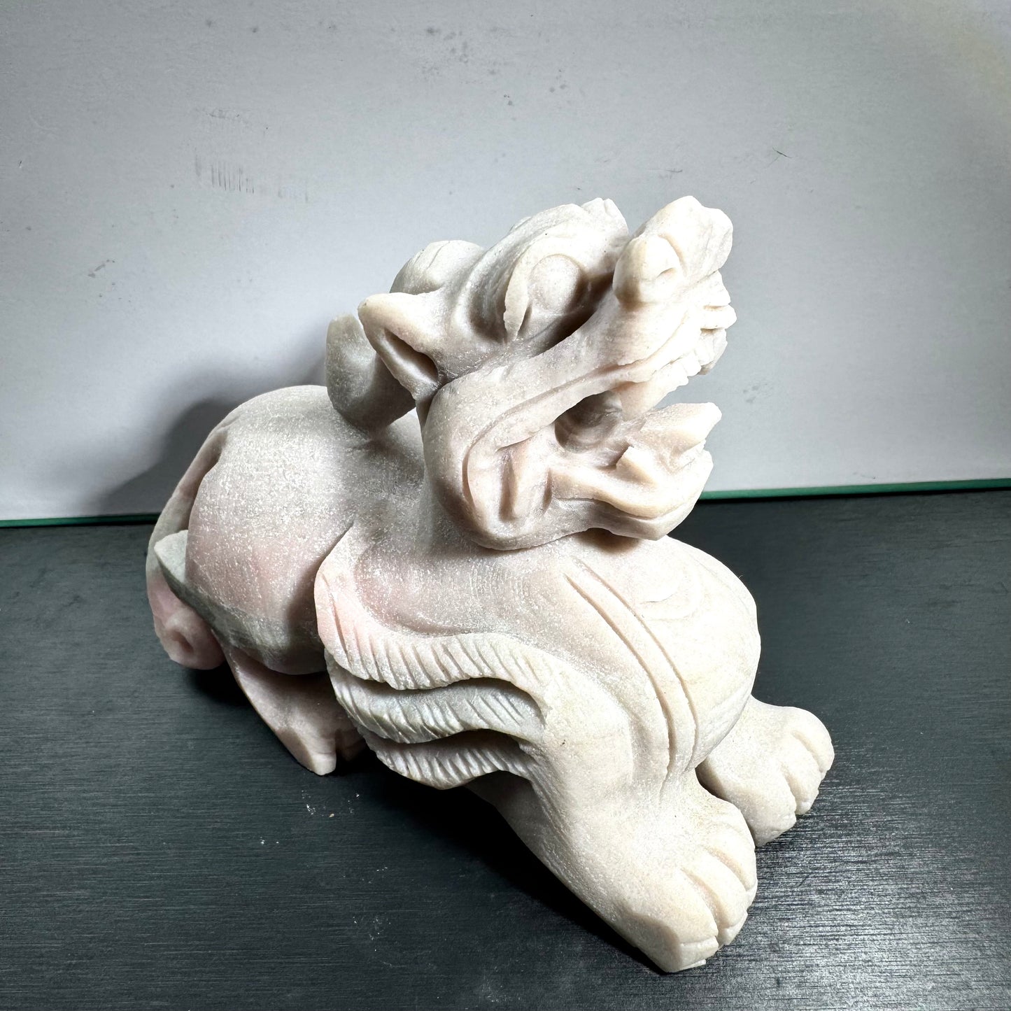 Pink Opal Dragon Carving