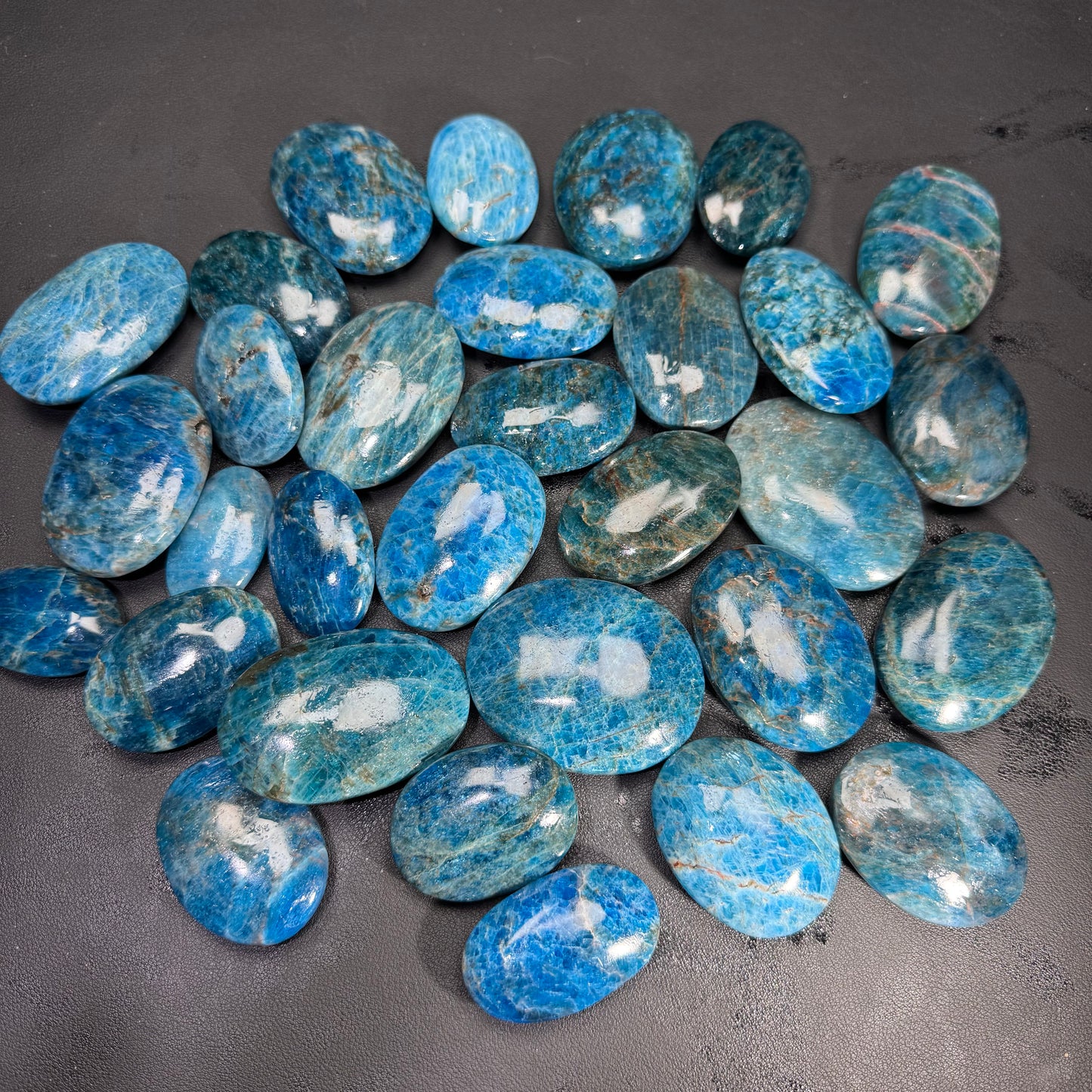 Natural Blue Apatite Palm Stone