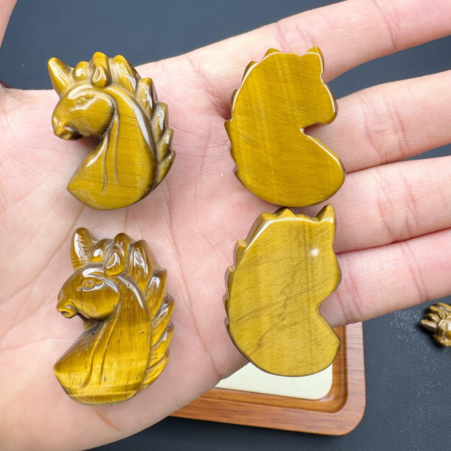 Tiger Eye Stone Unicorn Carving