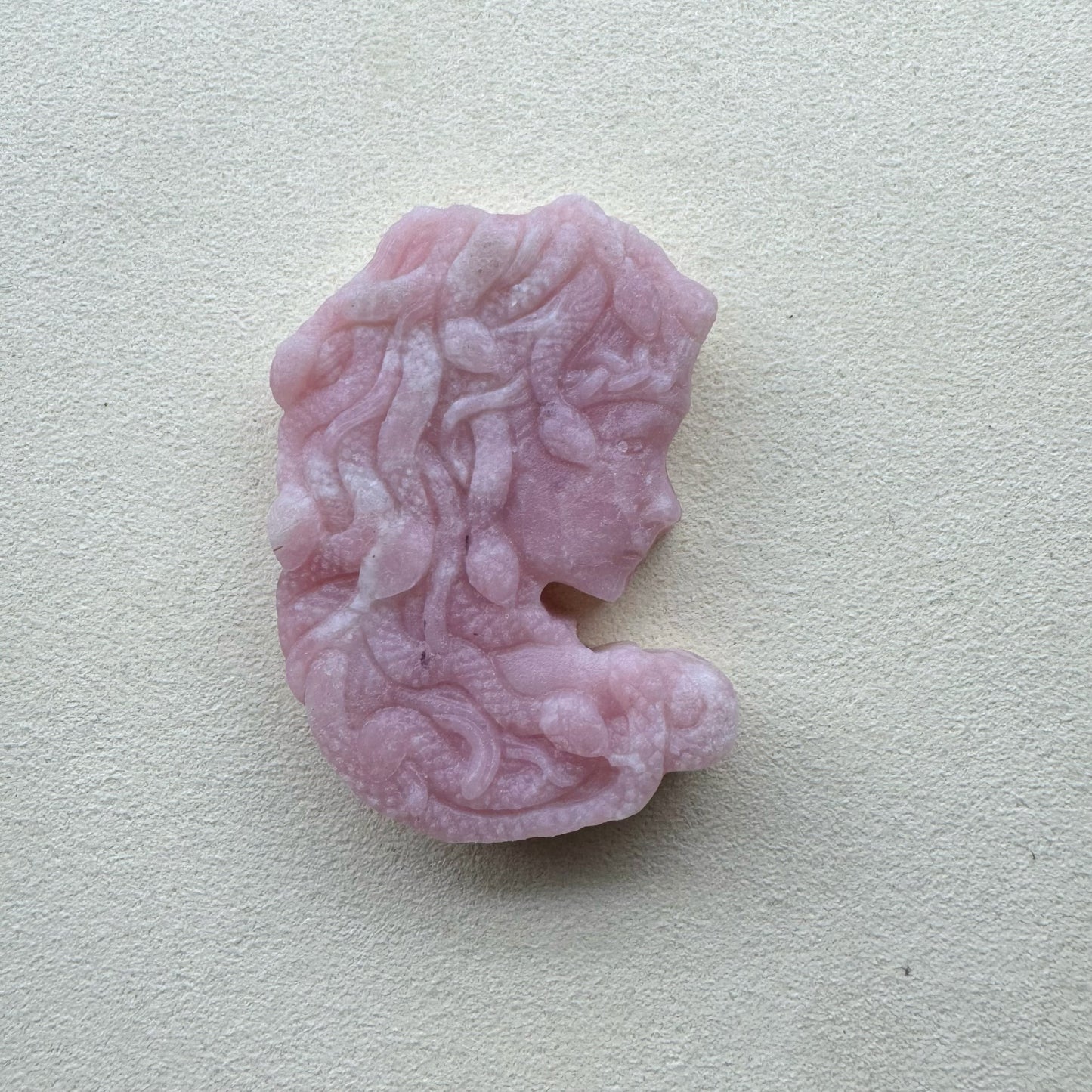 Pink Opal Medusa Carving