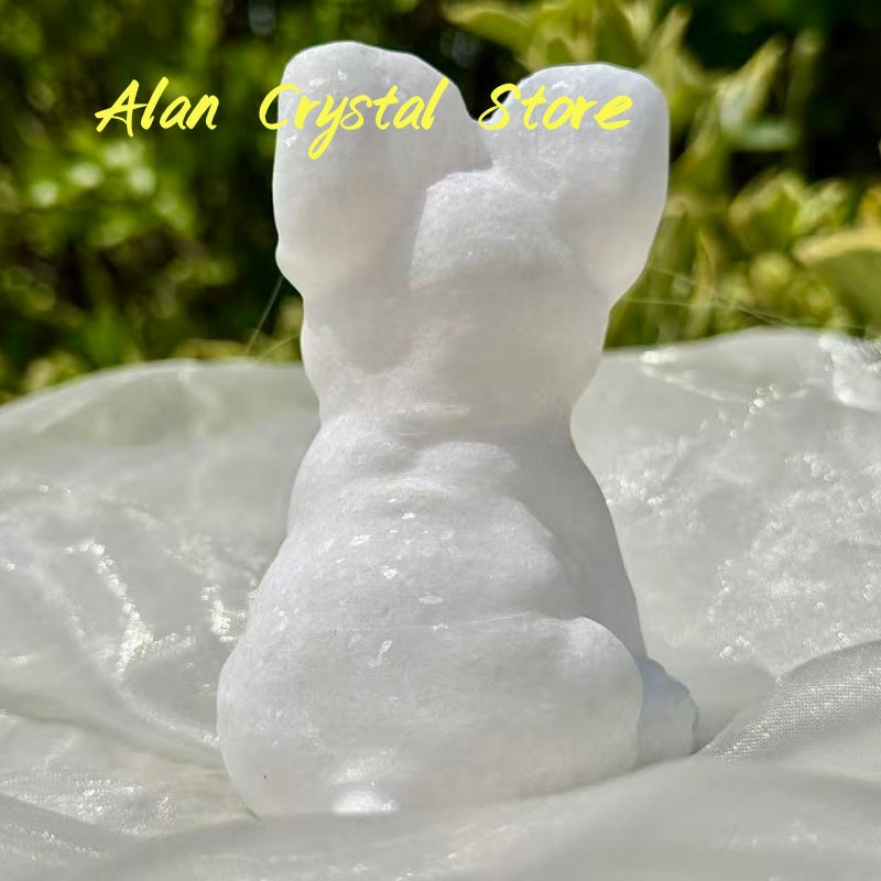White Jade French Bulldog Big Carving