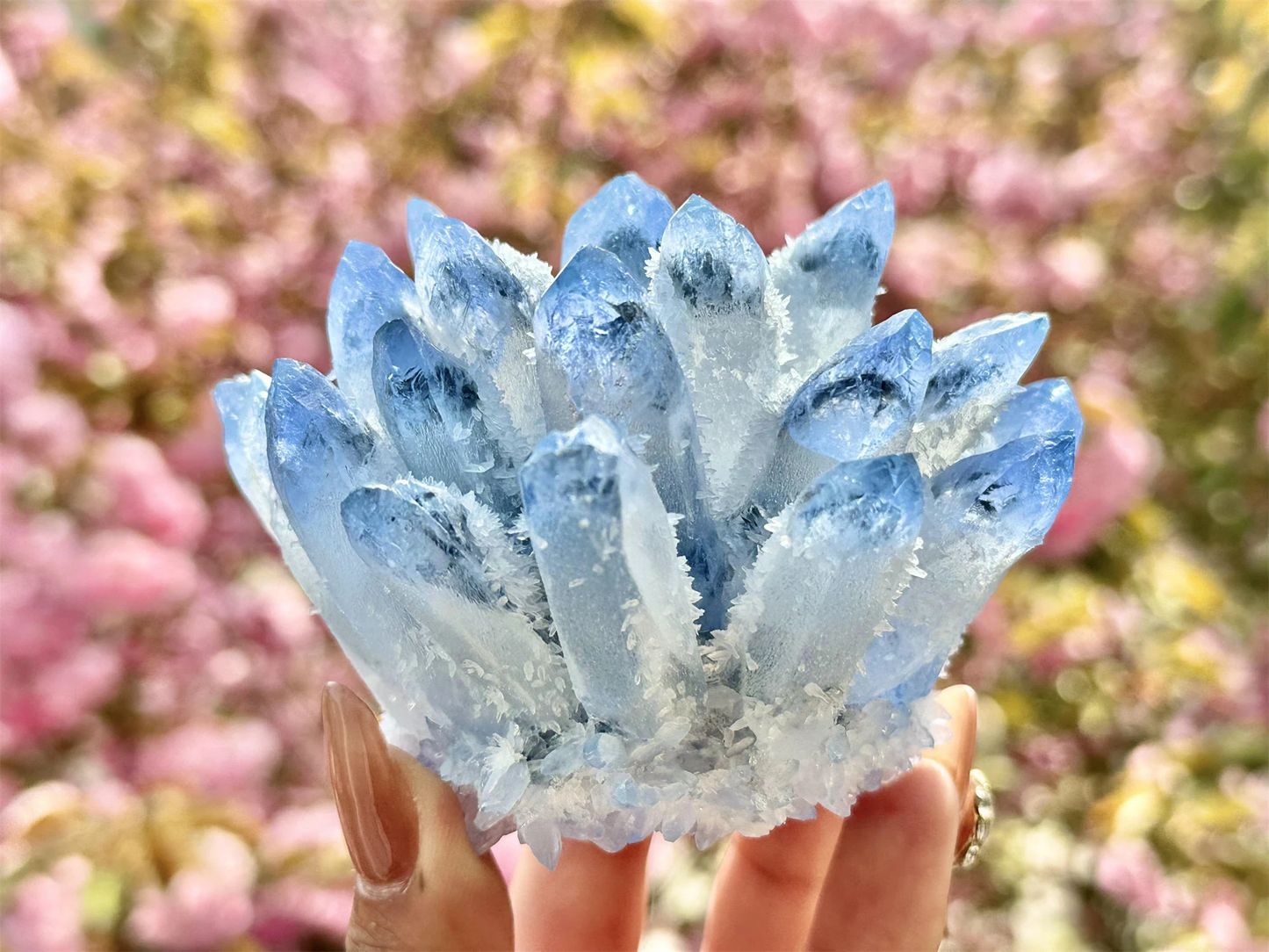 300g+ Blue Clear Quartz Cluster,Crystal Cluster 1PC