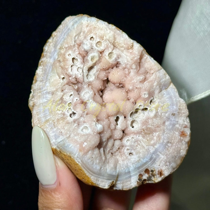 Natural Pink Purple Agate Geode Specimen.