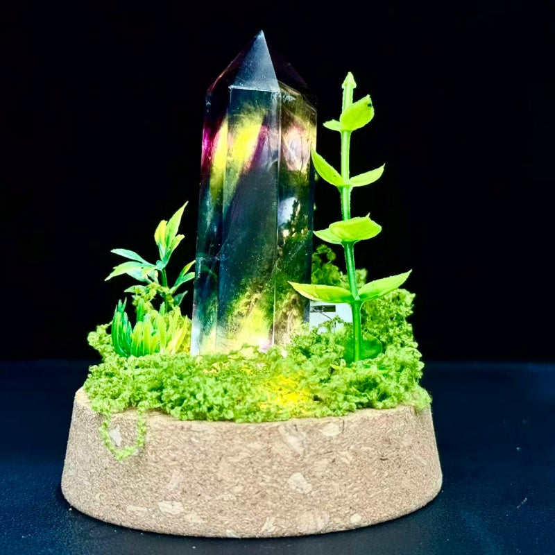 Natural Rainbow Fluorite Night Lamp.Mushroom Night Light.