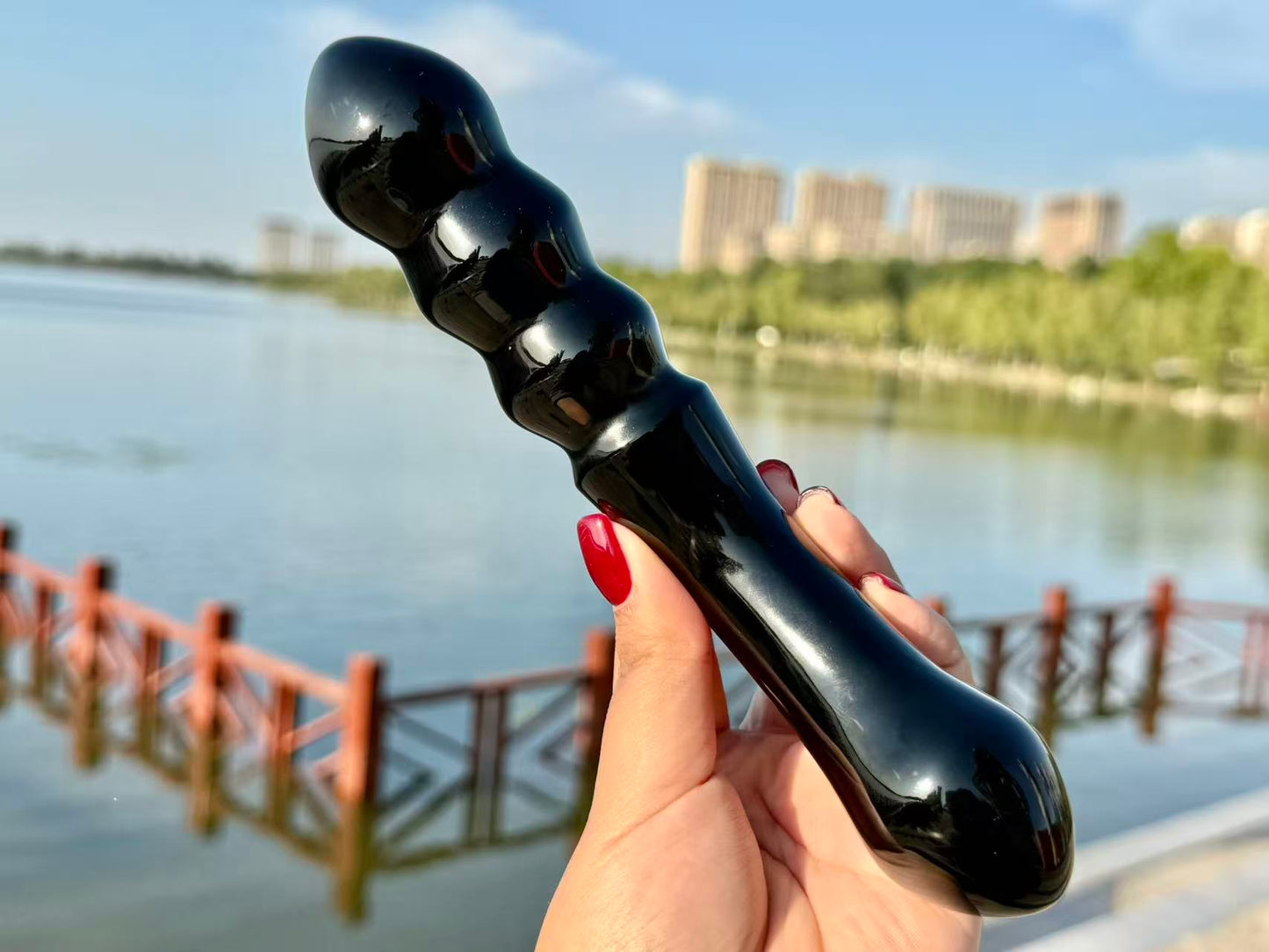 7"+ Natural Obsidian Hand Carved Massage Stick,Crystal Quartz Stick,High Quality Pink Gemstone Massage Wand,Quartz Healing Gemstone Gift for Woman