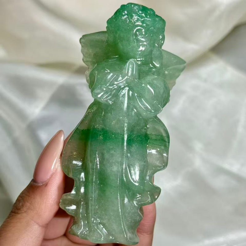 4" Natural Quartz Crystal Hand Carved Angle.1PC