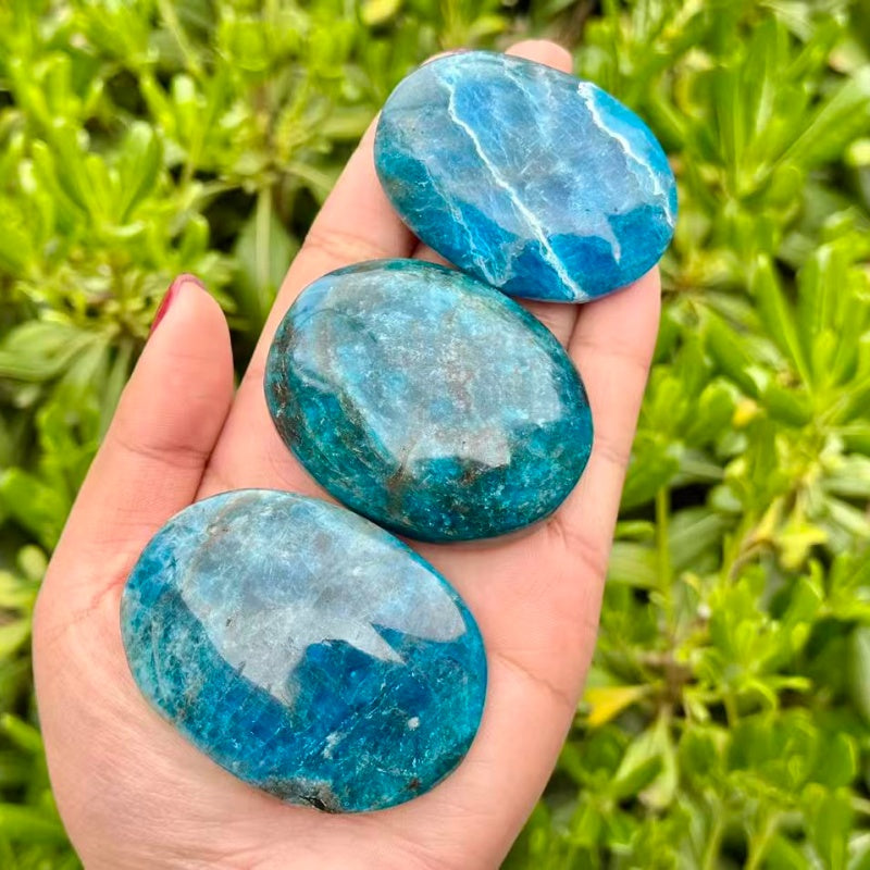 Natural Blue Apatite palm stone.1PC