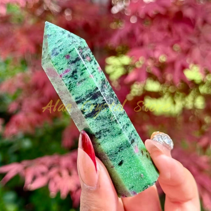 9CM+ Natural Zoisite Obelisk Carving.1PC