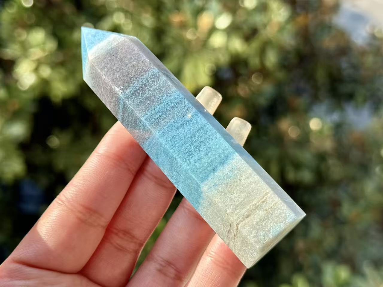 Natural Trolleite Hnad Carved Obelisk,Crystal Quartz Tower.