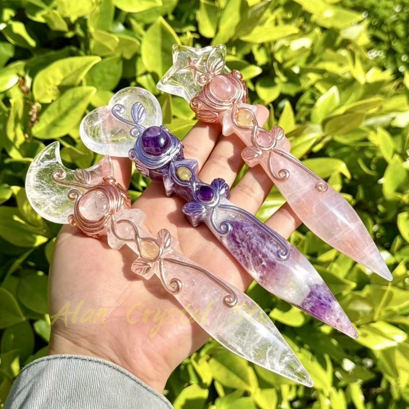 Handmade Natural Crystal Quartz Dagger,Energy Crystal Knife