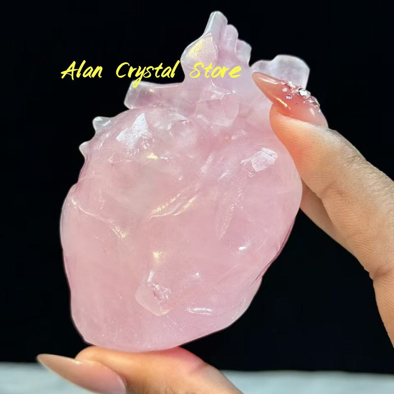 Rose Quartz Heart Carving