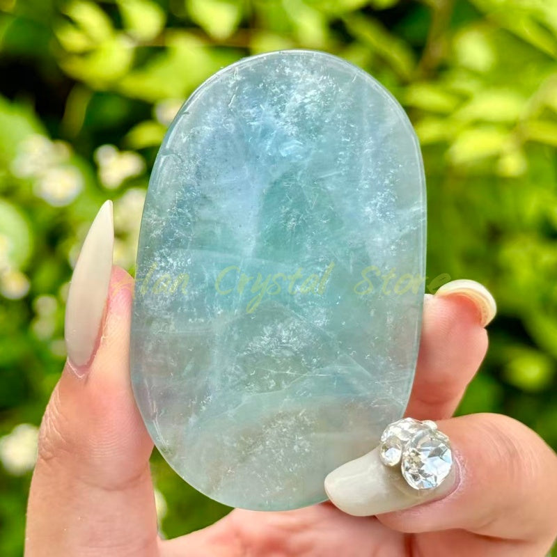 Natural Blue fluorite Palm Stone.