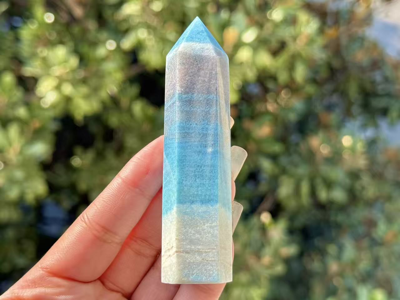 Natural Trolleite Hnad Carved Obelisk,Crystal Quartz Tower.