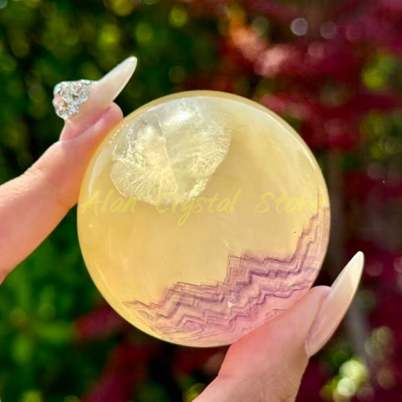 Rainbow Yellow Fluorite Sphere