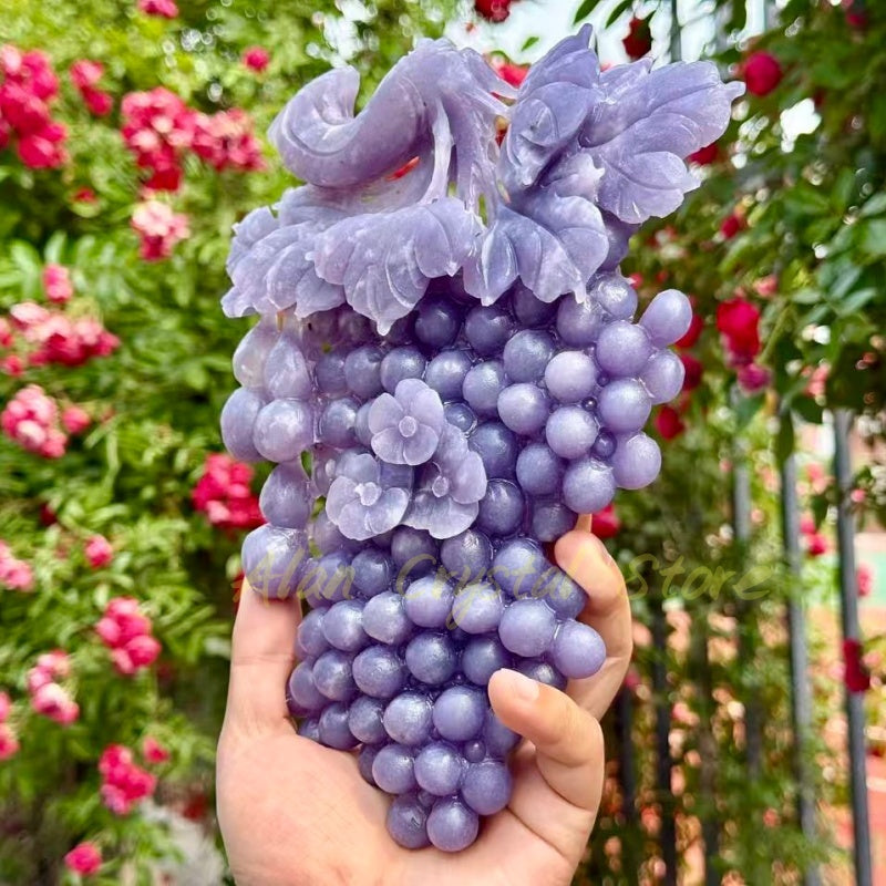 Natural Lepidolite Grape Carving