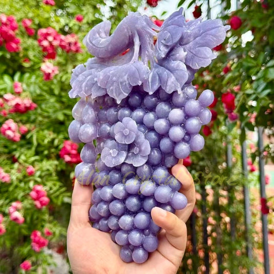 Natural Lepidolite Grape Carving