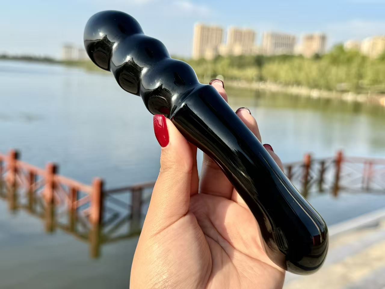 7"+ Natural Obsidian Hand Carved Massage Stick,Crystal Quartz Stick,High Quality Pink Gemstone Massage Wand,Quartz Healing Gemstone Gift for Woman