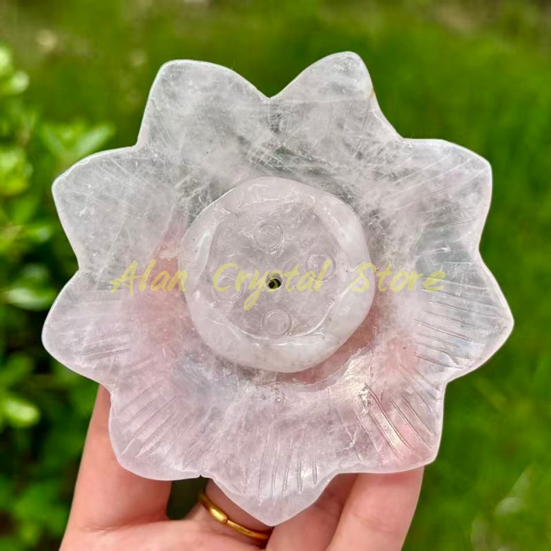 Natural Rose Quartz Lotus Base 1PC