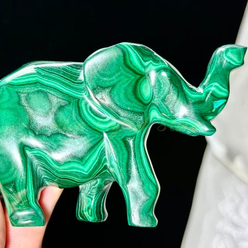 Malachite Elephant Carving