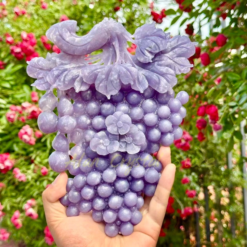 Natural Lepidolite Grape Carving
