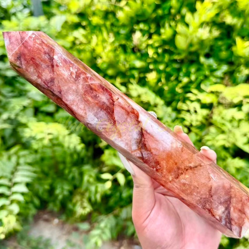 Natural Red fire Quartz Tower,large size crystal Tower.