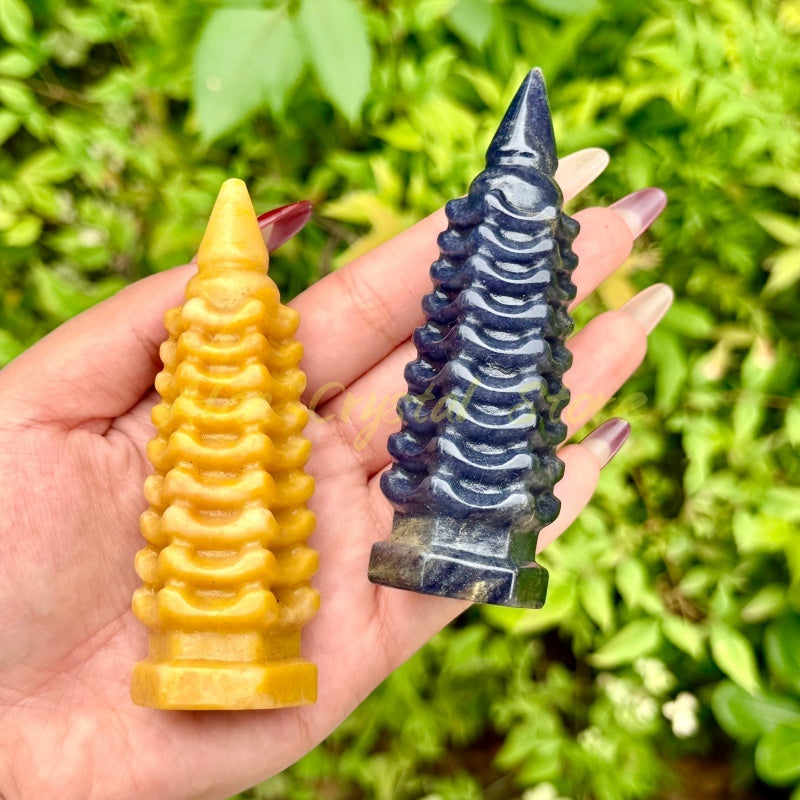 Natural Crystal Quartz Wenchang Pagoda Carving.1PC
