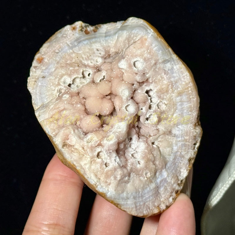 Natural Pink Purple Agate Geode Specimen.