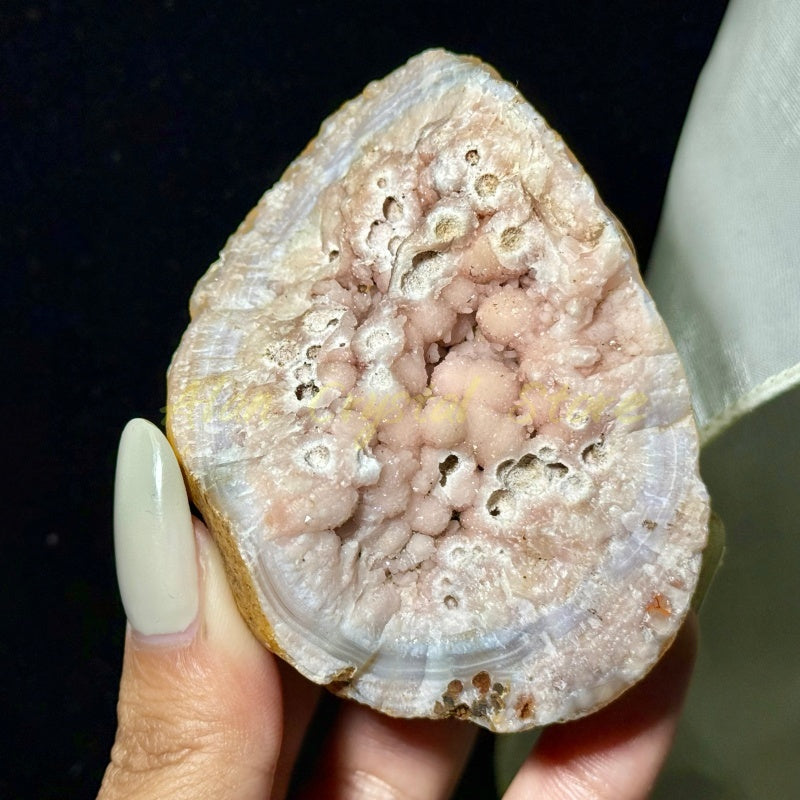 Natural Pink Purple Agate Geode Specimen.