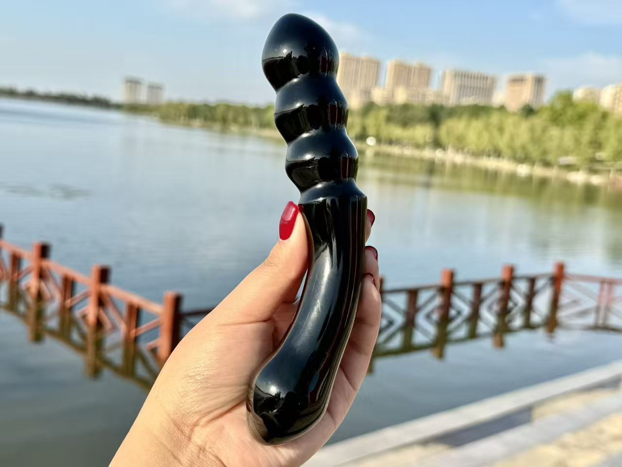 7"+ Natural Obsidian Hand Carved Massage Stick,Crystal Quartz Stick,High Quality Pink Gemstone Massage Wand,Quartz Healing Gemstone Gift for Woman