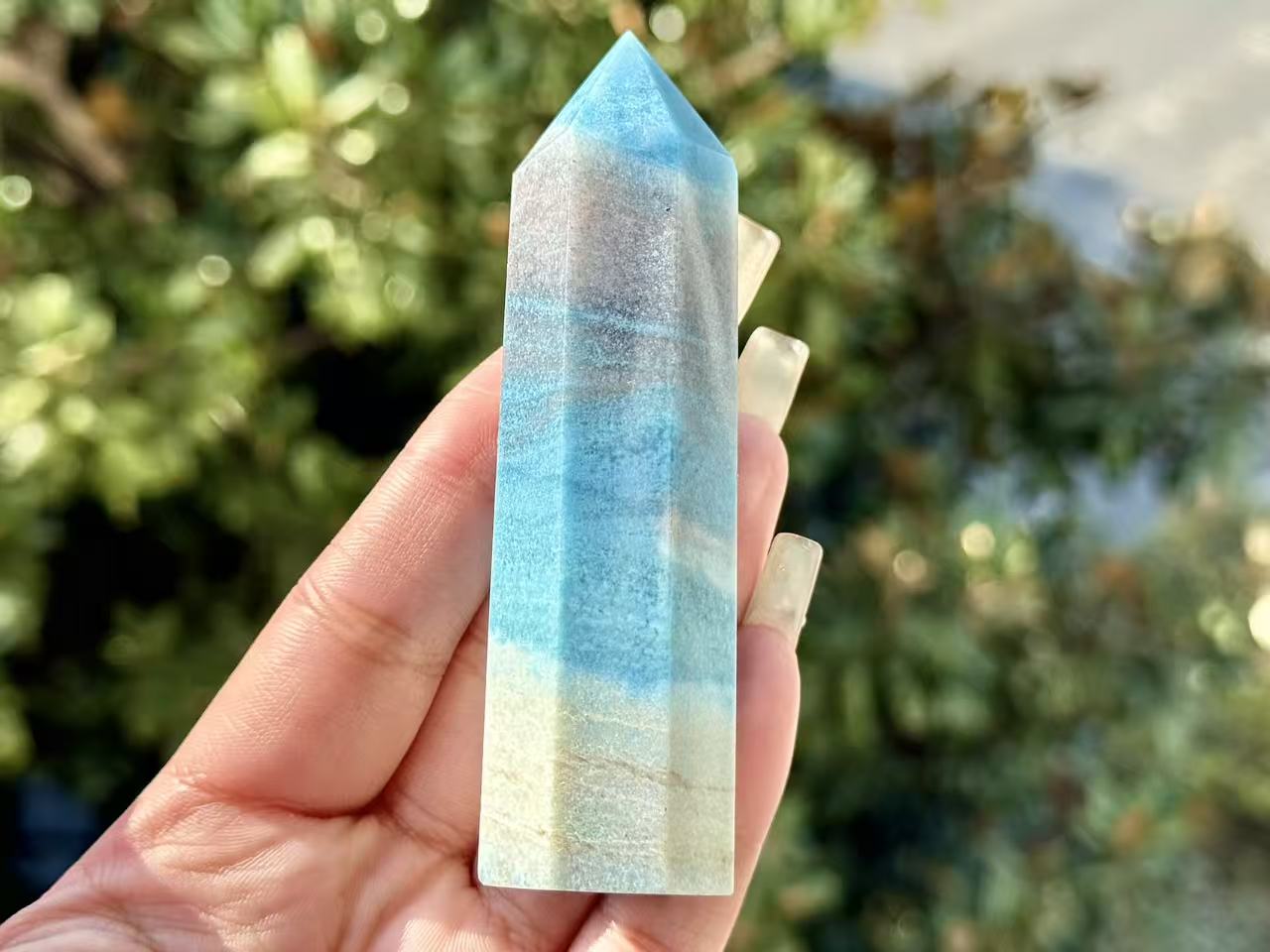 Natural Trolleite Hnad Carved Obelisk,Crystal Quartz Tower.