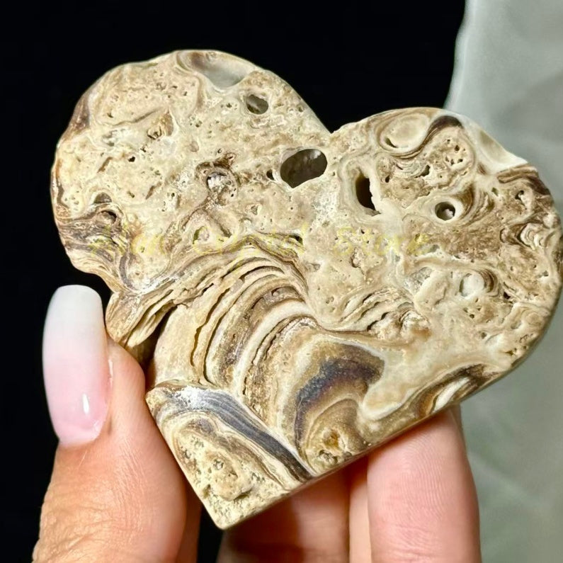 Amber Calcite Heart
