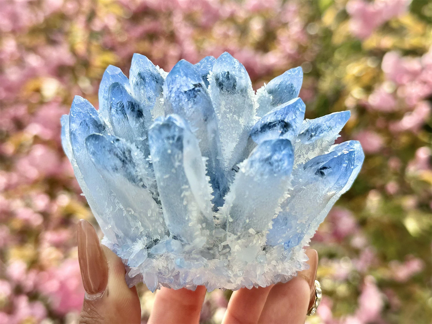 300g+ Blue Clear Quartz Cluster,Crystal Cluster 1PC
