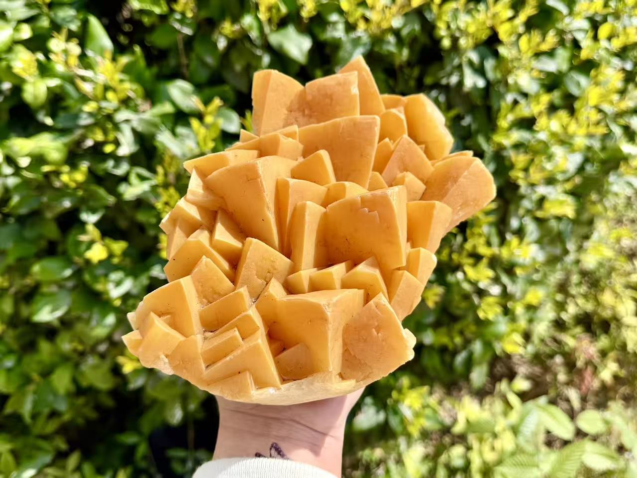 Large Natural Orange Calcite Crystal Cluster, Rare Geometric Calcite Mineral Specimen, Raw Crystal Home Decor