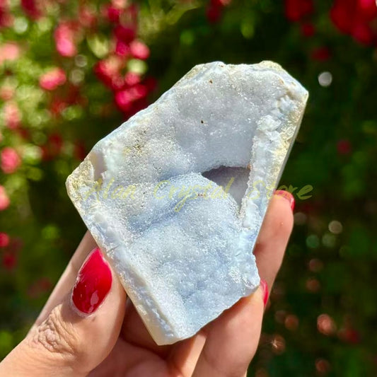 Blue Lace Agate Geode Raw Stone