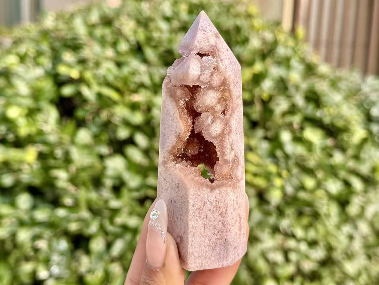100g+ Natural Pink Purple Sakura Agate Tower,High quality Agate Geode Obelisk.