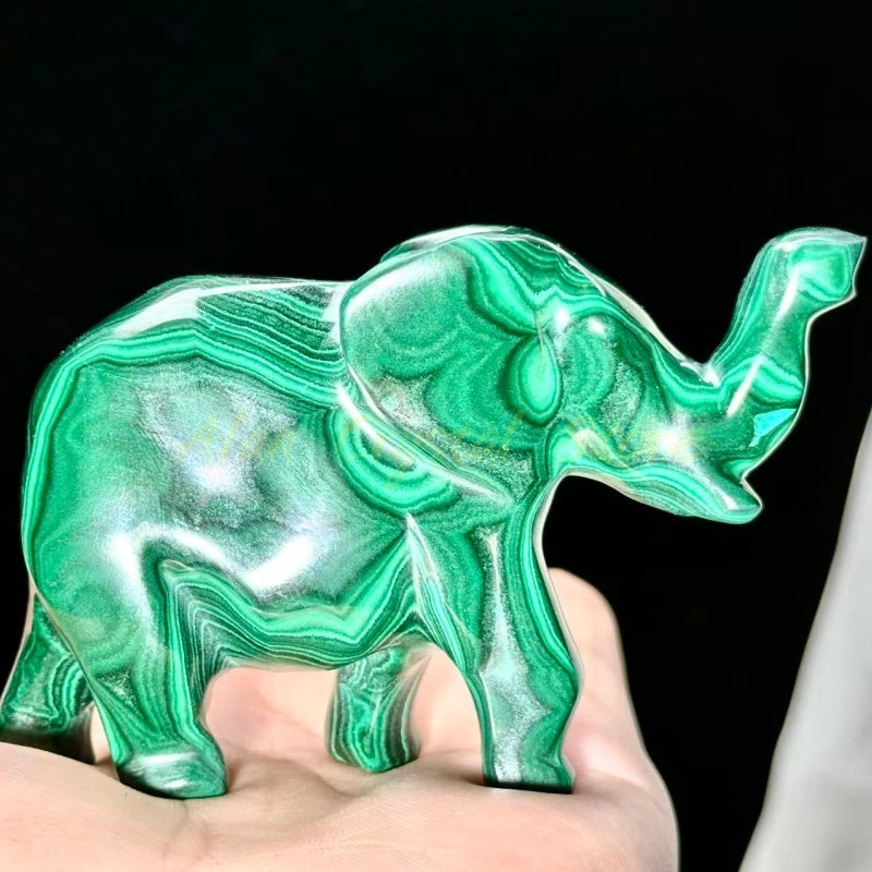 Malachite Elephant Carving