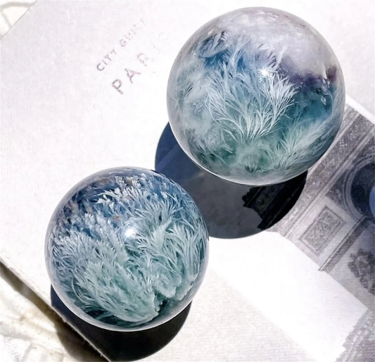 Natural Feather Fluorite Sphere,High Quality Ball.
