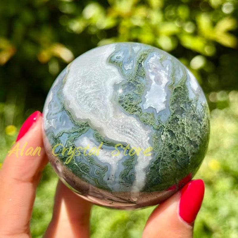 Natural Moss Agate Sphere.1PC