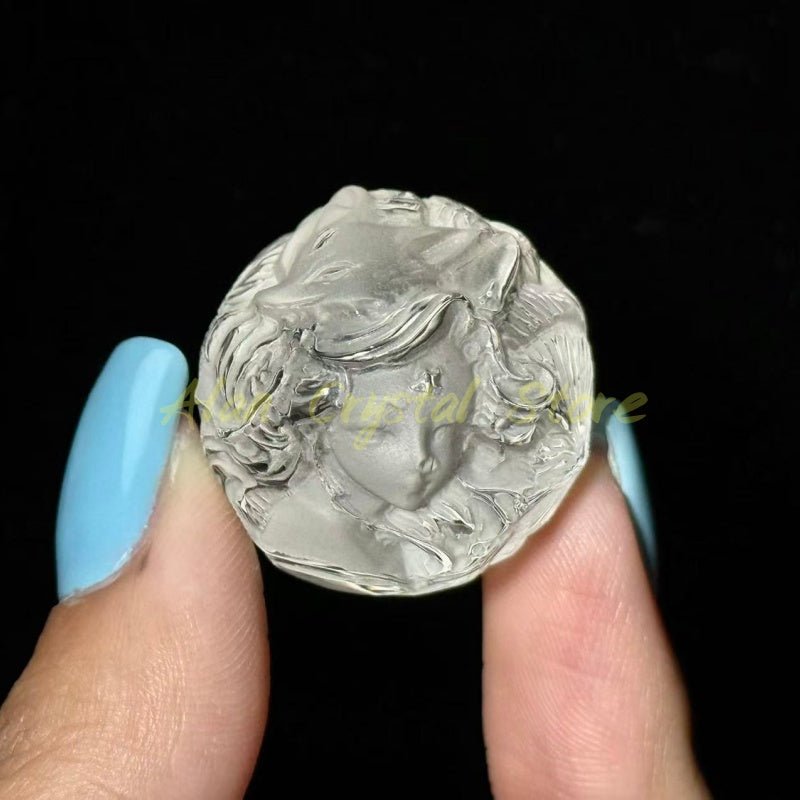 Natural Clear Quartz Spirit Fox Ball,High Quality Clear Quartz.