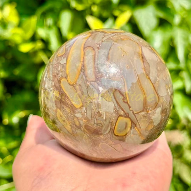 Natural Bamboo jasper Sphere,Large Size Ball.