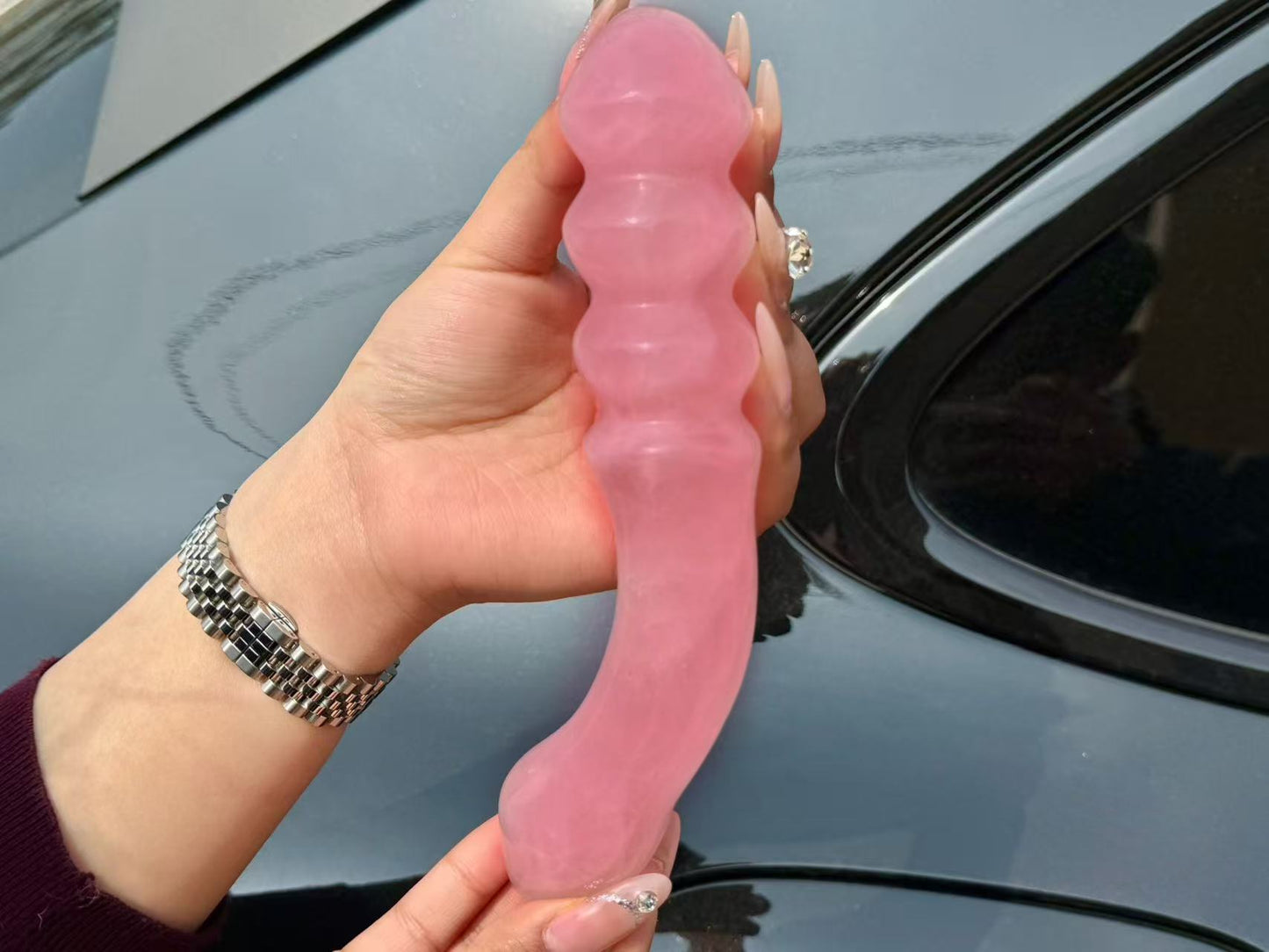 7"Natural Rose Quartz Massage Wand,Crystal Quartz Stick,High Quality Pink Gemstone Massage Wand,Quartz Healing Gemstone Gift for Woman